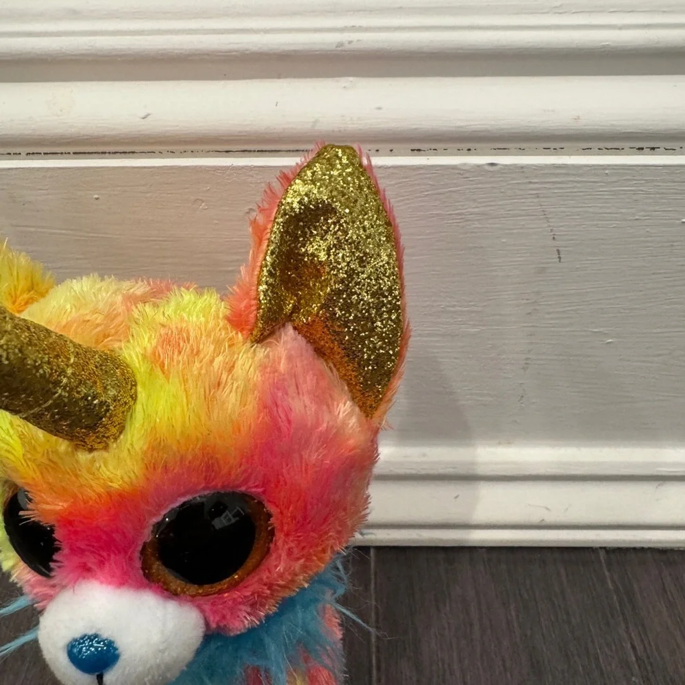 Ty Silk Yips Multicolor Pink Yellow Gold Plush Fox Unicorn Stuffed Animal Girls